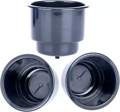 Set Of 3 -Black Recessed Plastic Cup Drink Can Holder With Drain Boat Car Marine • $9.99