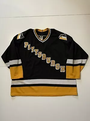 Vintage Maska Pittsburgh Penguins NHL Hockey Sewn Black Athletic Jersey Sz. XL • $49.99