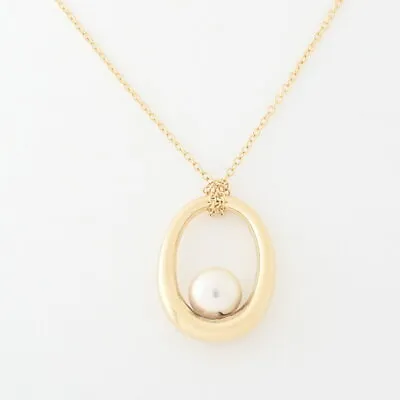 Mikimoto 8.8mm Akoya Pearl Pendant Necklace 18K Yellow Gold 40cm 16in • $1236.29