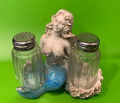 Vintage Mermaid Salt And Pepper Shaker Holder Ocean S&P • $19.99