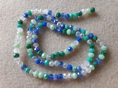 Crystal Bead Lot 1 Strand Of 4mm Faceted Crystal Rondelle Beads Mixed Color • $3.50