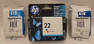 HP 22 Tri Color Ink Cartridge Genuine Original Exp 9/23 Sealed C9362AN Lot Of 3 • $29.88