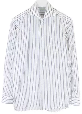 SUITSUPPLY Egyptian Cotton Formal Shirt Men's 40 / 15 3/4 Cutaway Pinstripe • £9.50