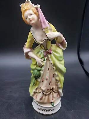 Vintage Ceramic 1700s Lady Green Dress Made In Occupied Japan • $14.55