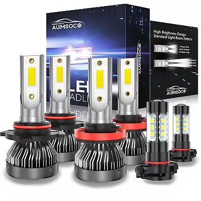 For 2007 2008-2013 GMC Sierra 1500 6x LED Headlights + Fog Light Bulbs Combo Kit • $35.99