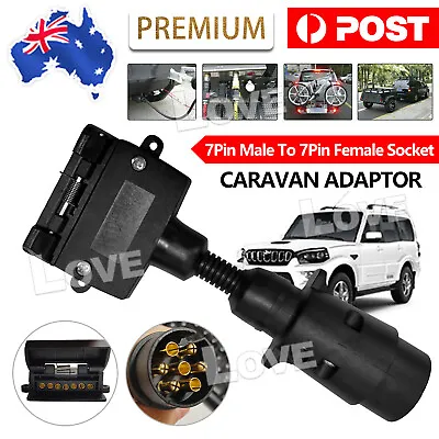 $16.45 • Buy Car Trailer Caravan Adaptor 7 Pin Flat Male Plug To 7 Pin Small Round Plug