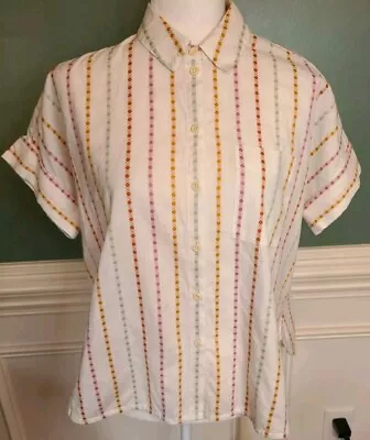 Madewell  New Women XS Cotton Daily Shirt In Jacquard Rainbow Stripe Button-Up • $18.95