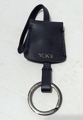 TUMI Dark Navy Leather Keychain Ring Monogram Logo WOW BARGAIN • $24.99