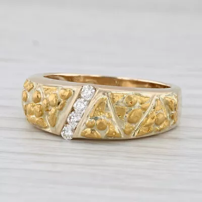 0.16ctw Diamond Nugget Ring 14k 24k Yellow Gold Size 10.25 Wedding Band • $1249.99