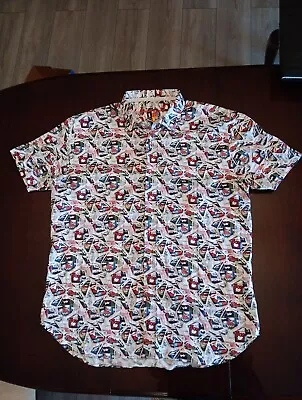 Luchiano Visconti Black Short Sleeve Shirt XL Comic Book Button Up Cotton • $19.99