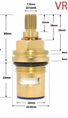 Replacement Tap Cartridge Valve Ceramic Discgland Quarter Turn 20 Teeth 1/2  • £14.99