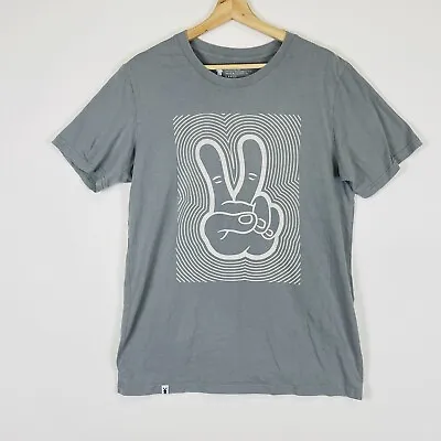 Dutch Bros Coffee Brothers Peace Sign Grey Logo Top Tee Shirt T-Shirt Large • $14.99