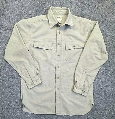 Vintage LL Bean Button Down Mens Med Pale Green Long Sleeve Chamois Cotton • $22.45