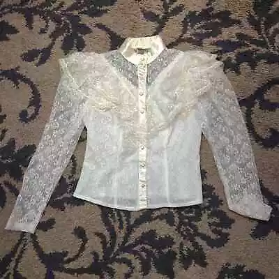 VTG Lace And Satin Blouse Womans Size 9 • $24.99