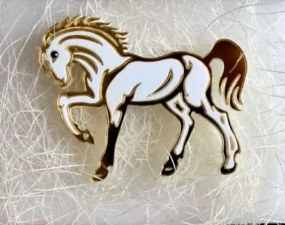 Acrylic White Mustang Stallion Horse Brooch Pin By Alena Kichenkova • $5