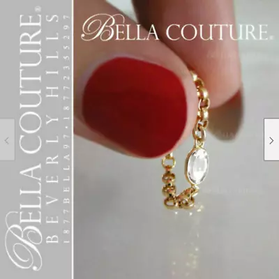 $399 New 14k Yellow Gold White Topaz Victorian Eternity Rose Cut Vtg Chain Ring • $54.99