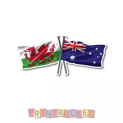 Wales & Aussie Flag Sticker 180mm Quality Water & Fade Proof Vinyl Welsh • $6.99