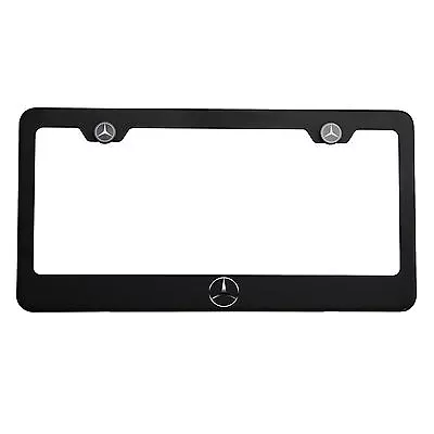 Matte Black Mercedes Benz Logo Mirror Laser Etched License Plate Frame Screw Cap • $38.98