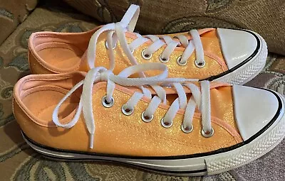 Converse All Stars Zingy Orange Sparkle Trainers Size 5 Worn Once • £12.99