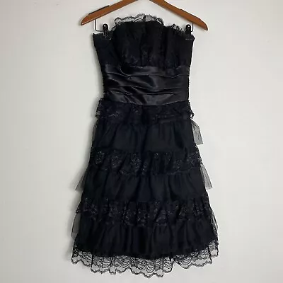 Masquerade Black Lace Layered Goth Mini Dress M • $35