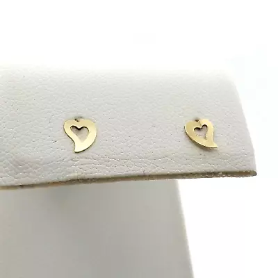 14k Gold Open Freeform Heart Stud Earrings Baby Child Petite New • £65.55