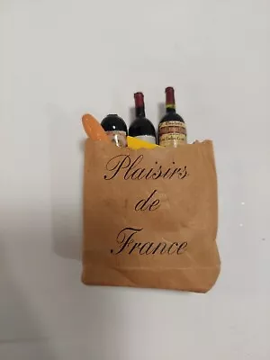 Collectors Magnet Unique 3  Paper Bag Wine Bread Plaisirs De France French • $12.95