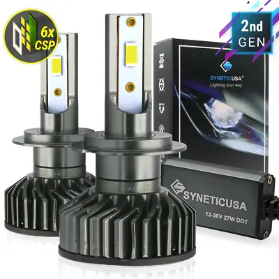 Syneticusa H7 CSP LED Headlight Low Beam Bulbs High Power 6000K White • $29.96