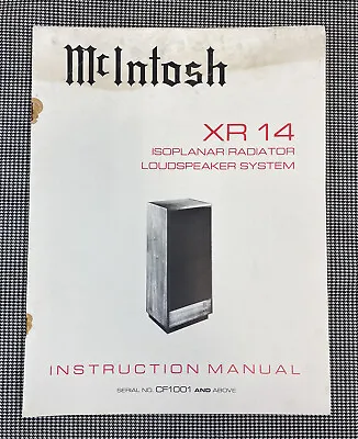 Mcintosh Xr 14 Loudspeaker Original Instruction Manual J0895  • $17.99