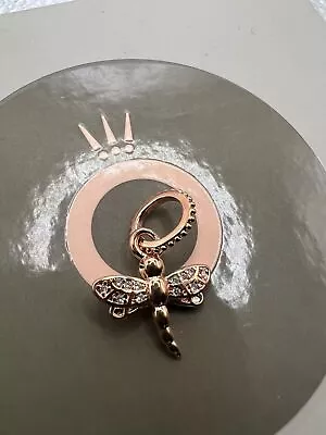 Pandora  925 Sterling Silver 14k Plated Rose Gold Dragonfly Charm • £4.95