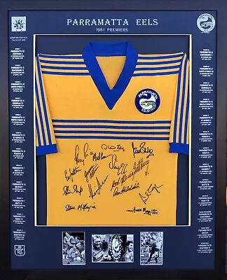 $550 • Buy Blazed In Glory - Parramatta Eels 1981 Premiers - NRL Signed & Framed Jersey