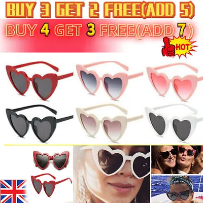 Retro Lolita Love Heart Shape Sunglasses Womens UV400 Cat Eye Vintage Sunglasses • £2.95