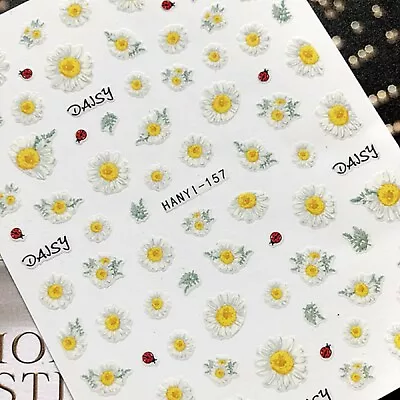 Nail Art Stickers Transfers Decals Spring Flowers Ladybird Daisy Daisies Han157 • £2.55