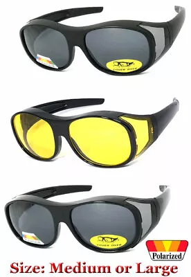 1 Or 2 Pair Polarized Shield FIT OVER SUNGLASSES COVER All Glasses Drive Fishing • $12.49