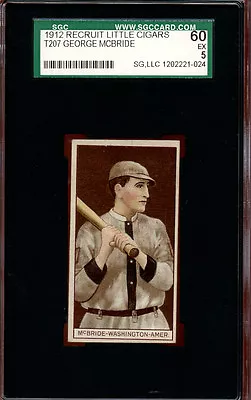 1912 T207 Brown Background George McBride - Recruit Back  Washington SGC 60 5 EX • $174.99