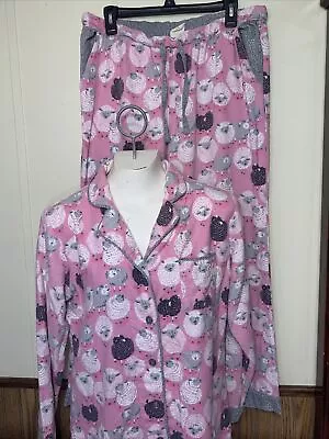 Munki Munki Pajama Set Size Bamboo Cotton Flannel Size Medium Sheep Print • $26.85
