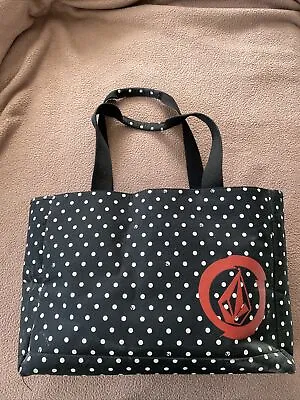 Volcom Large Polka Dot Tote Travel Bag Zip Closure Inside Pockets Canvas Shell • $17.20