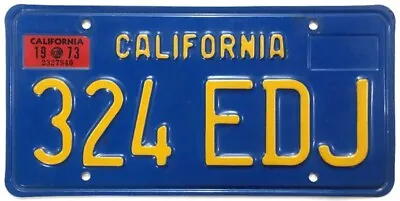 Vintage Blue California 1973 License Plate 324 EDJ In Very Good Condition • $34.95