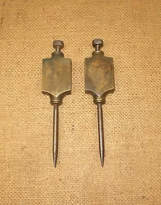 2 Large Antique Brass Beam Trammel Points Tools Machinist Carpentry Drafting • $30