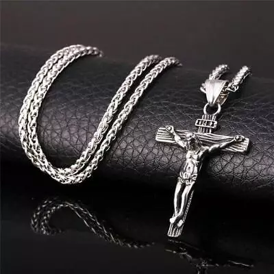 Men Jesus Christ Crucifix Cross Pendant Necklace Gold Filled Stainless Steel • $8.99