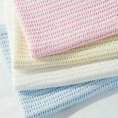 £6.99 • Buy 100% COTTON SOFT BABY CELLULAR BLANKET MOSES BASKET COT BED PRAM CRIB 70cmx90cm