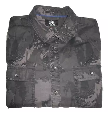 Men's Size XL Rock & Republic LS Button-Up Black & Gray Camo Stretch Shirt • $9.60