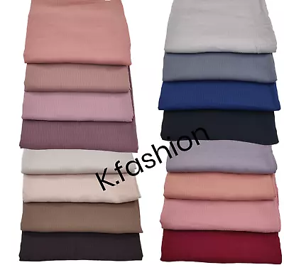 High Quality Chiffon Crinkle Texture Plain Maxi Hijab Scarf Shawl Wrap Headscarf • £5.99