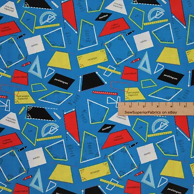 STEM Squad Math Geometry Science Cotton Fabric 1/2 Yard #DC9718-BLUE • $3.70