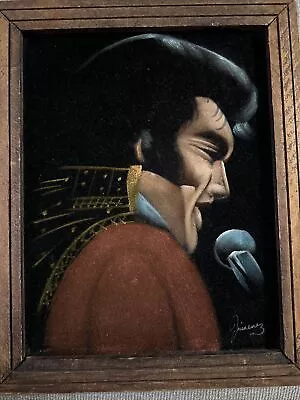 Elvis Presley Framed Painted Velvet Photo 15.75x12.75  • $204