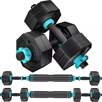 Adjustable Dumbbells Weights Set 20/22/44Lb 3 In 1 Free Weights Barbells With C • $81.99