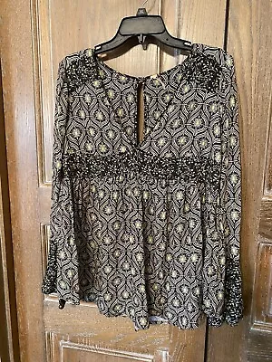 Free People Womens Floral Tree Swing Tunic Xs X-small Keyhole Mini Top Wow • $21.99