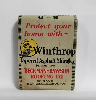 Vintage Winthrop Shingles Beckman Dawson Roofing Matchbook Advertising Matches • $12.99