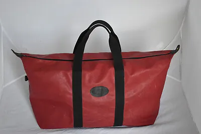 Mulberry Vintage Red Scotchgrain Leather Zip Large Holdall Weekend Carry Bag • £560