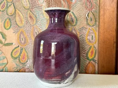 Vintage Handmade Studio Art Purple Glazed Pottery Vase - Signed • $85