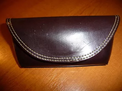 Stylish Large Brown Leather Hard Glasses Or Sunglasses Case - Lovely Condition • £3.25